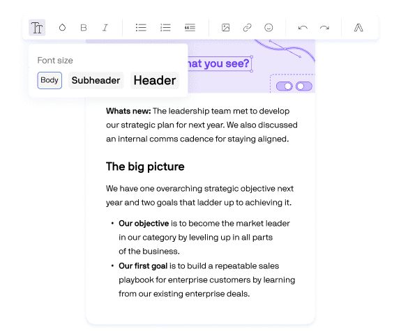 Fonts and sizes